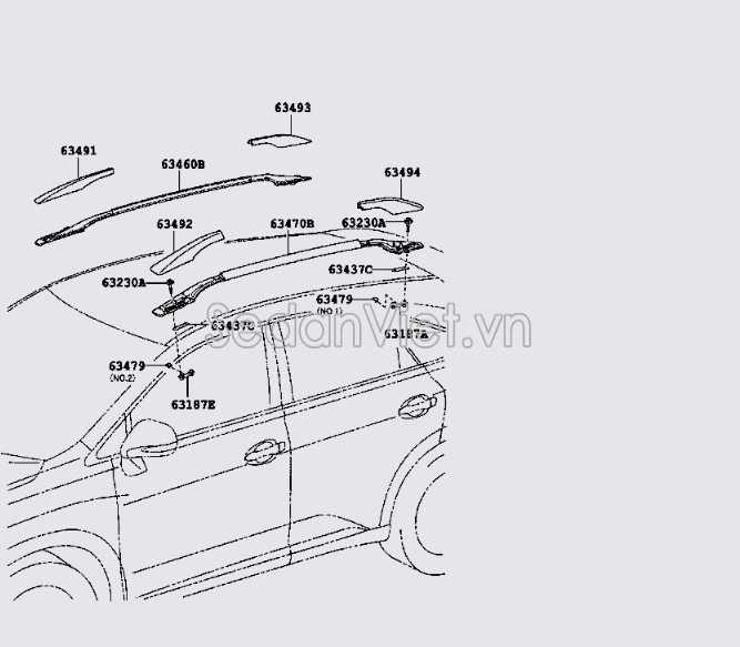 Ốp đầu giá nóc Lexus RX450H 2010-2013