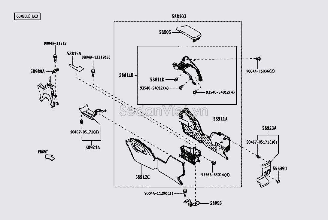 Nắp hộp tì tay 58905BZ040C0