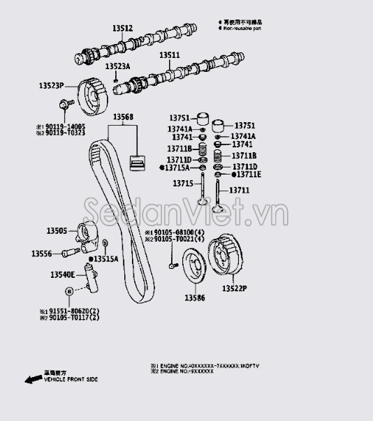 Puly trục cam 135240L010