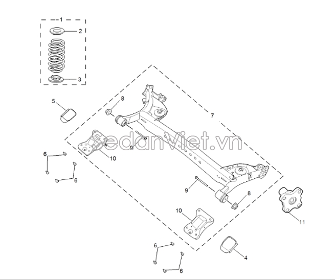 Lò xo giảm xóc sau liền cao su 11039212