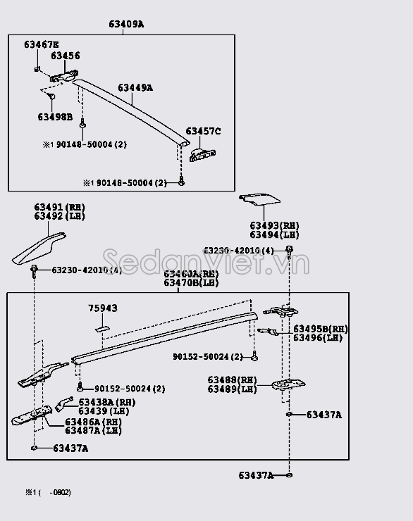 Ốp đầu giá nóc giữa 6349542010C0