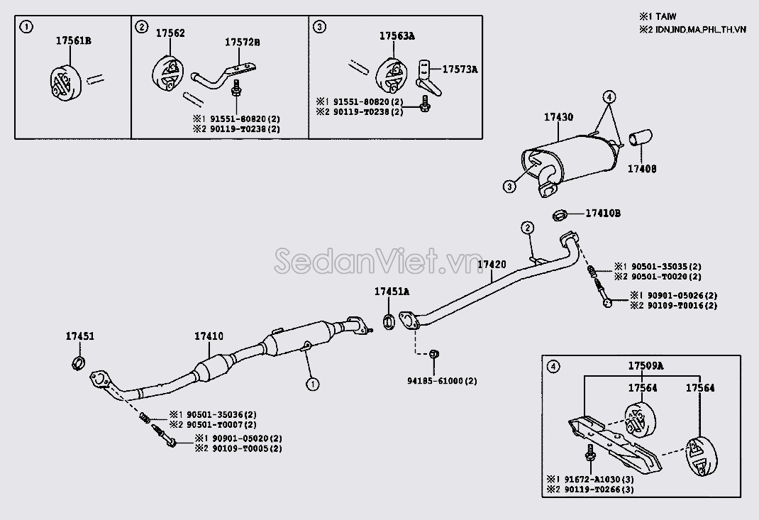 Cao su treo ống xả 175650P110