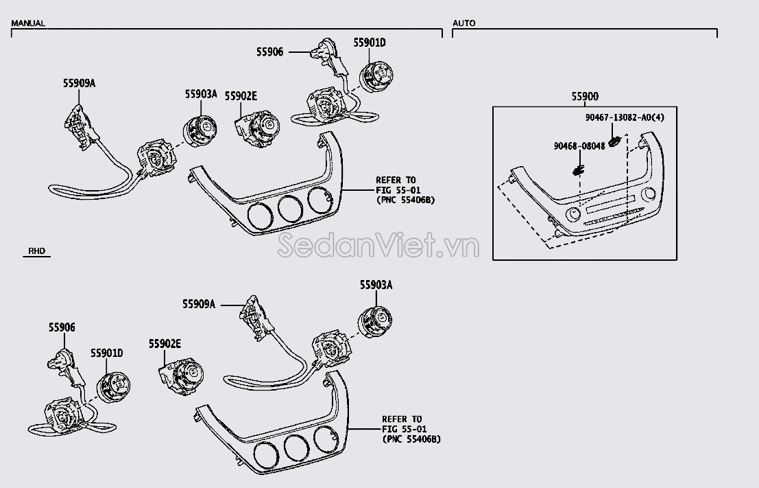 Cụm công tắc điều khiển điều hòa 5590002G00B0