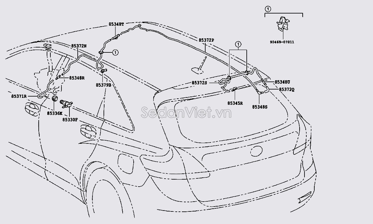 Ống dẫn nước rửa kính đằng sau 9006833023