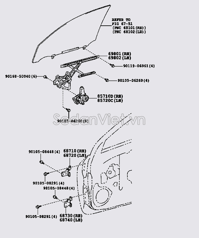 Compa nậng hạ kính cánh cửa trước 6980152080