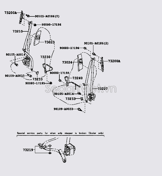 Dây đai an toàn ghế trước 732100T011B1