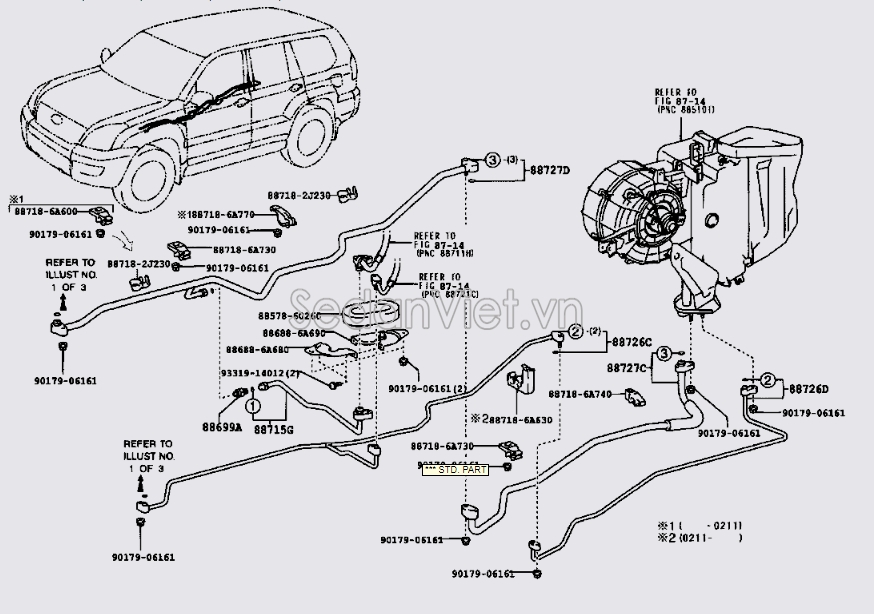 Ống ti ô điều hòa vị trí D Toyota Land Cruiser Prado 2004-2009