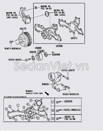 Puly quạt gió động cơ và bơm nước 1617331010