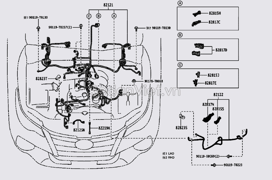 Dây điện khoang động cơ 82125KK010