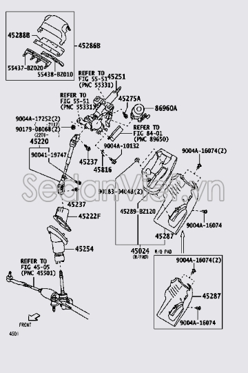 Cụm cơ cấu lái điện không mô tơ 45251B9290