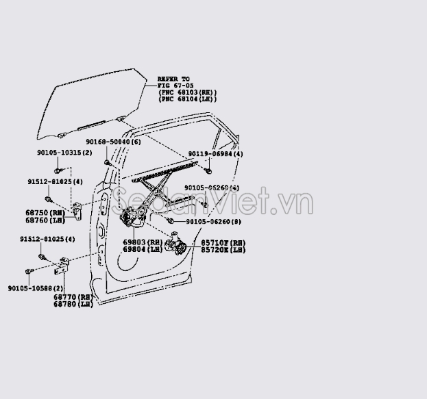 Bản lề cánh cửa trước 6873048010