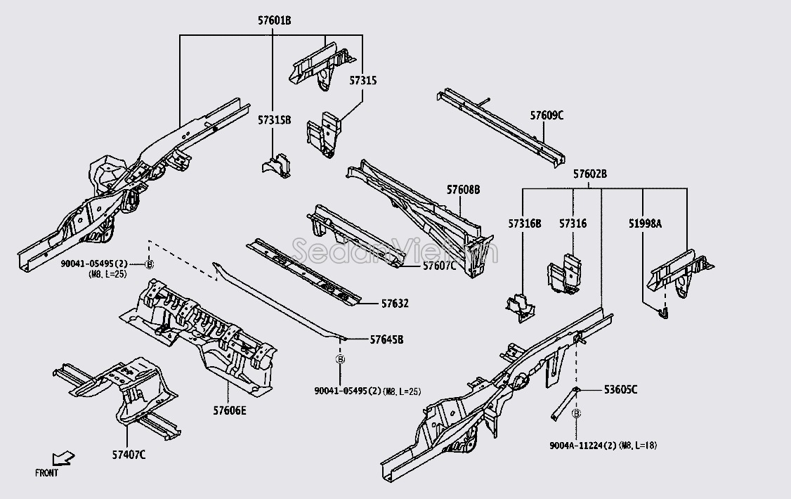 Xương sắt xi phần thân xe 57601BZ470