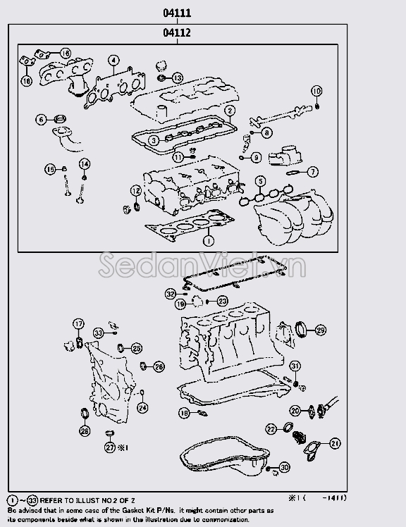 Bộ gioăng đại tu thiếu phớt đầu đuôi Toyota Land Cruiser Prado 2013-2015