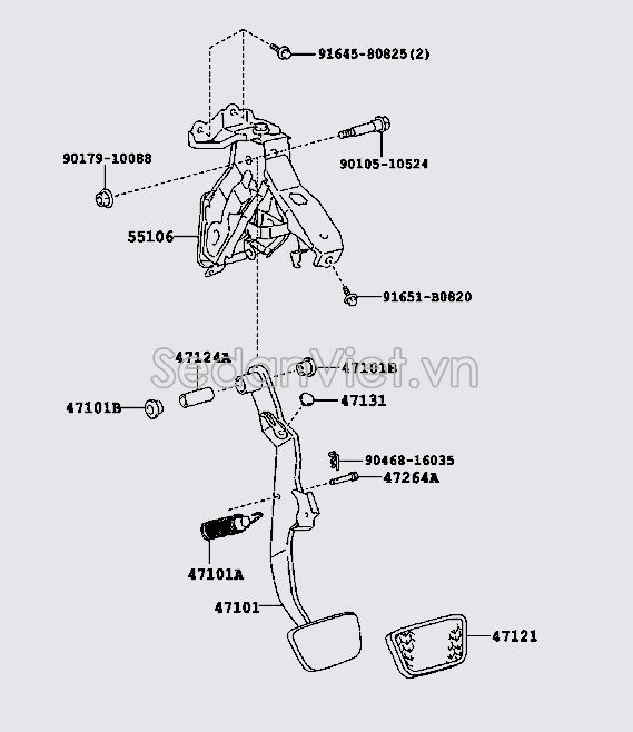 Giá bắt bàn đạp chân phanh 5510606090