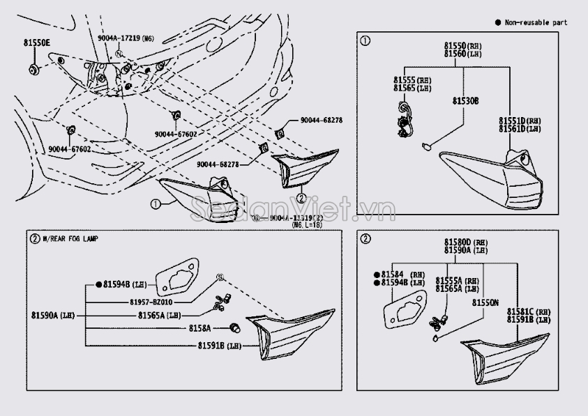 Dây điện bóng đèn hậu 81555BZ160