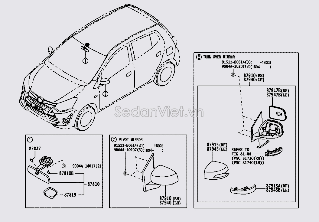 Gương chiếu hậu trong xe 87810BZ150