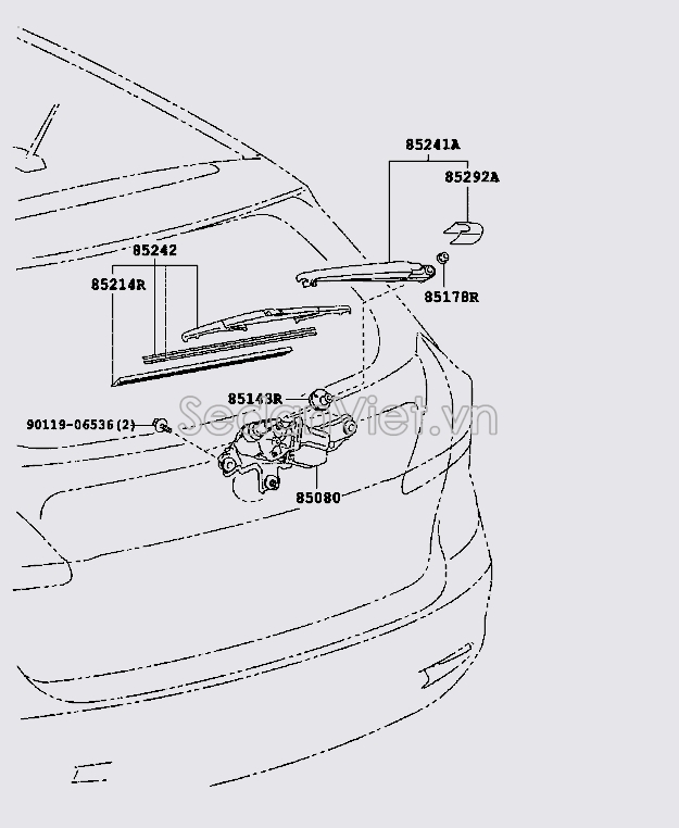 Motor gạt mưa sau 850800T010