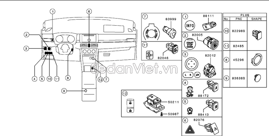 Công tắc đèn cảnh báo 25290W021P