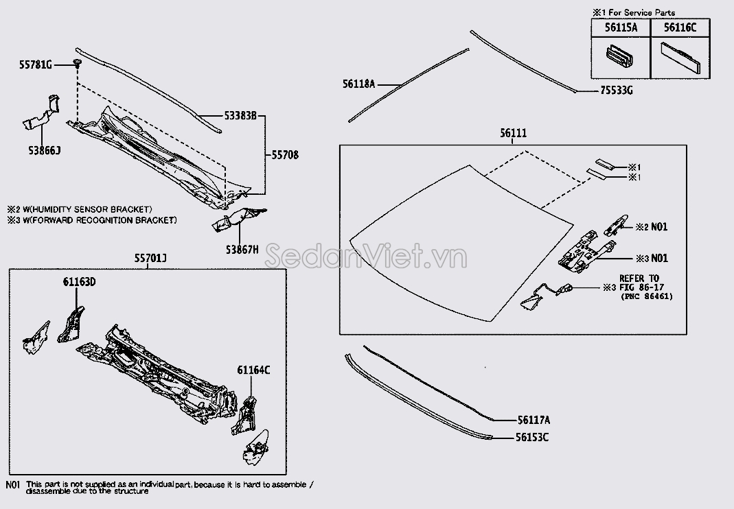 Gioăng kính chắn gió trước 5611706230