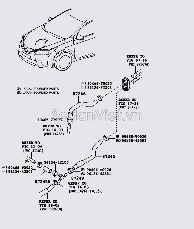 Ống nước ra từ giàn sưởi Toyota Corolla Altis 2014