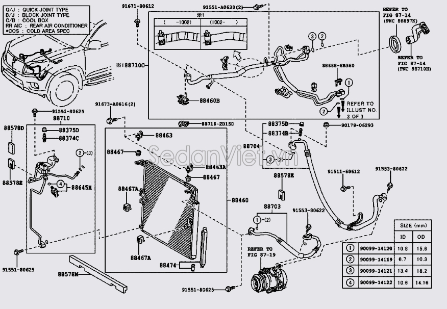 Ống ti ô điều hòa Toyota Land Cruiser Prado 2009-2013