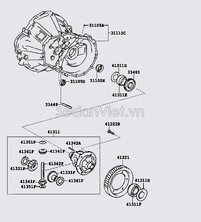 Tấm đệm bánh răng trong quả dứa 4136122150