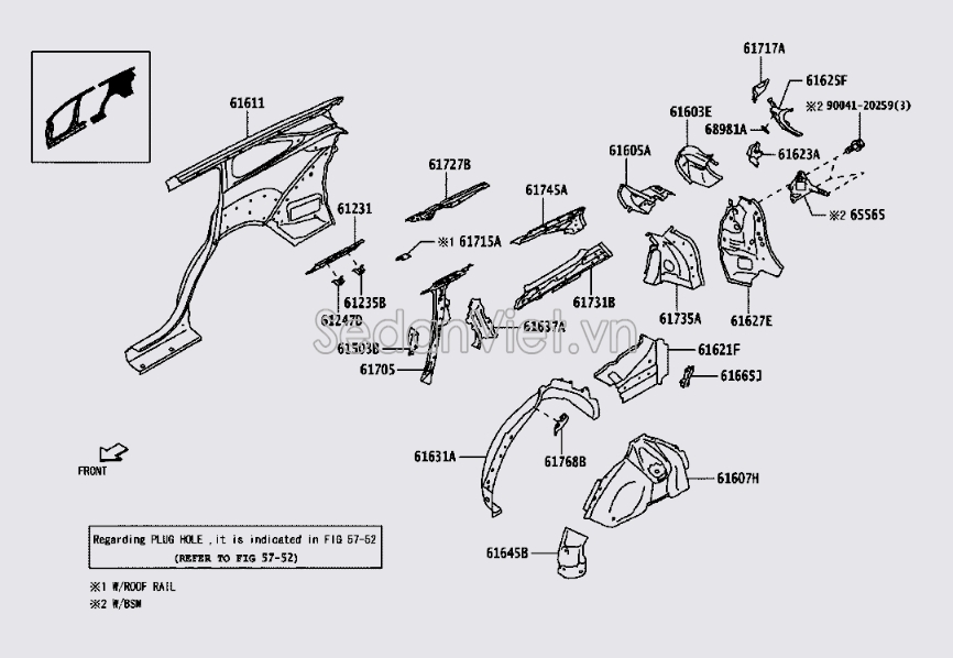 Xương giữa tiếp giáp ụ giảm xóc 61631BZ220