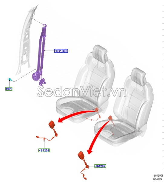 Dây đai an toàn trước MB3Z26611B08BA