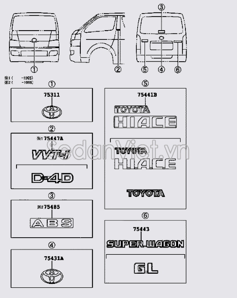 Logo TOYOTA HIACE 7544126281