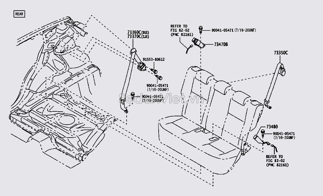 Dây đai an toàn ghế sau 73360BZ360C0