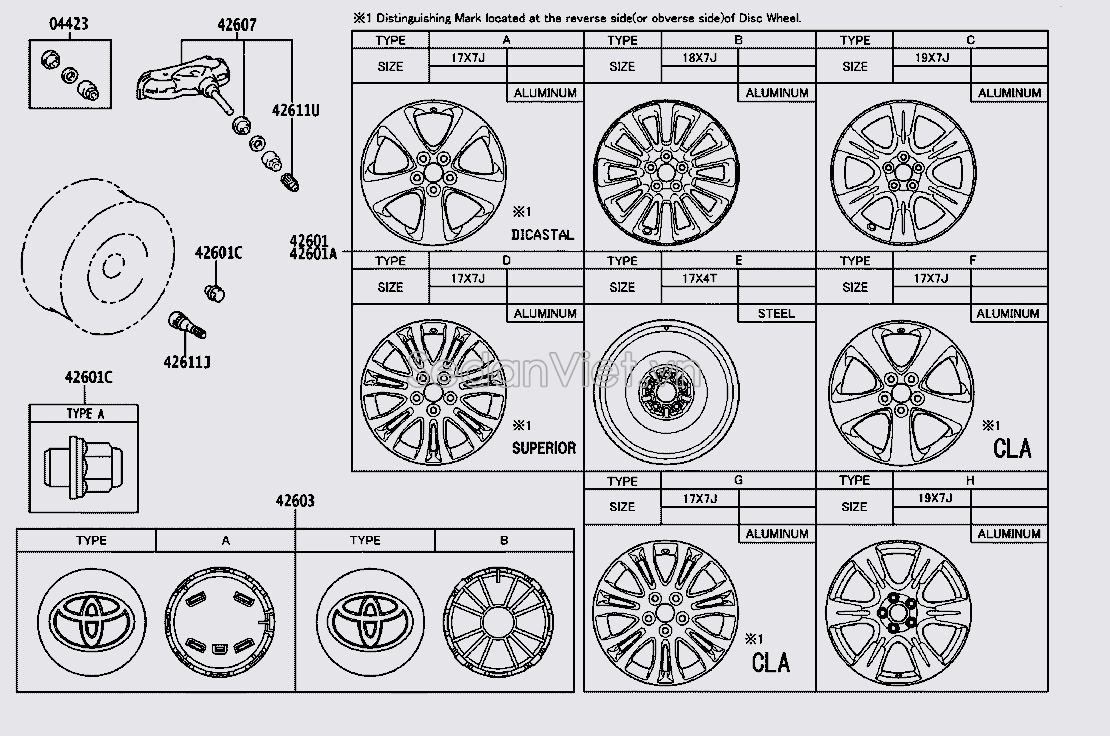 Cảm biến áp suất lốp 426070C070