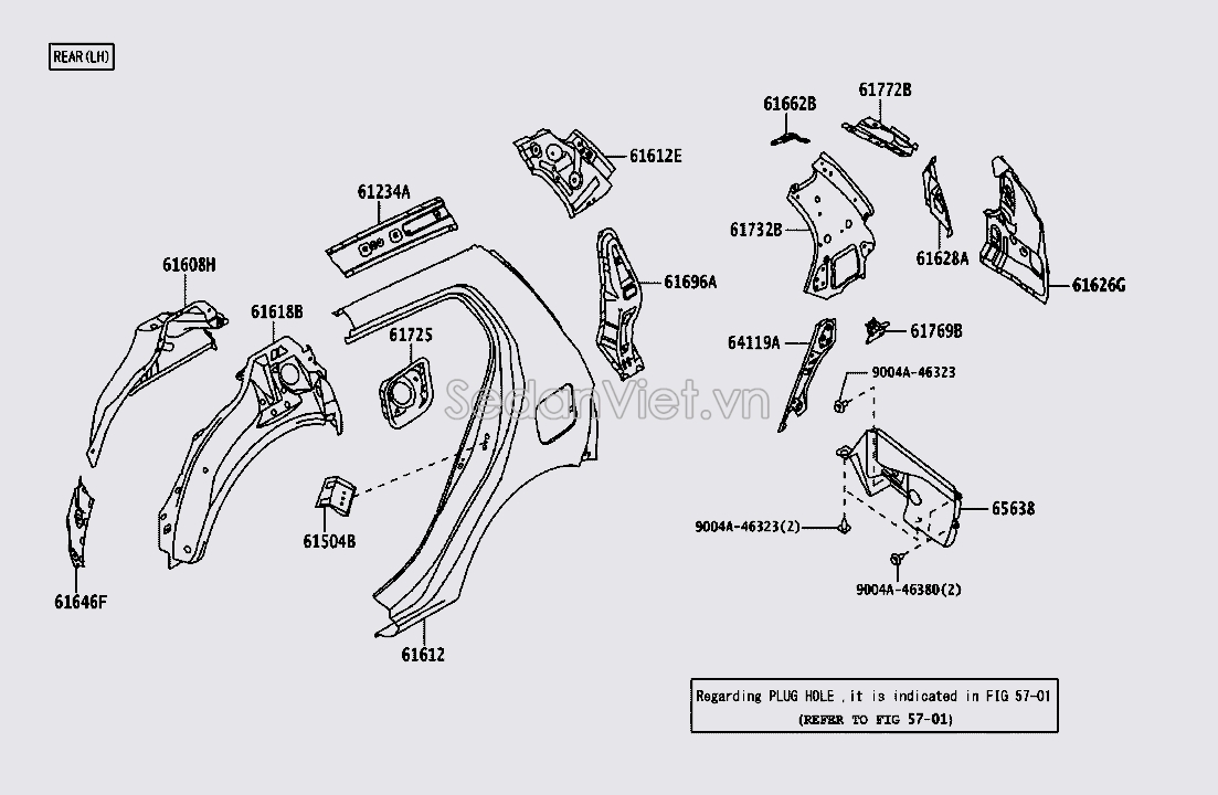 Xương giữa tiếp giáp ụ giảm xóc 61618BZ081