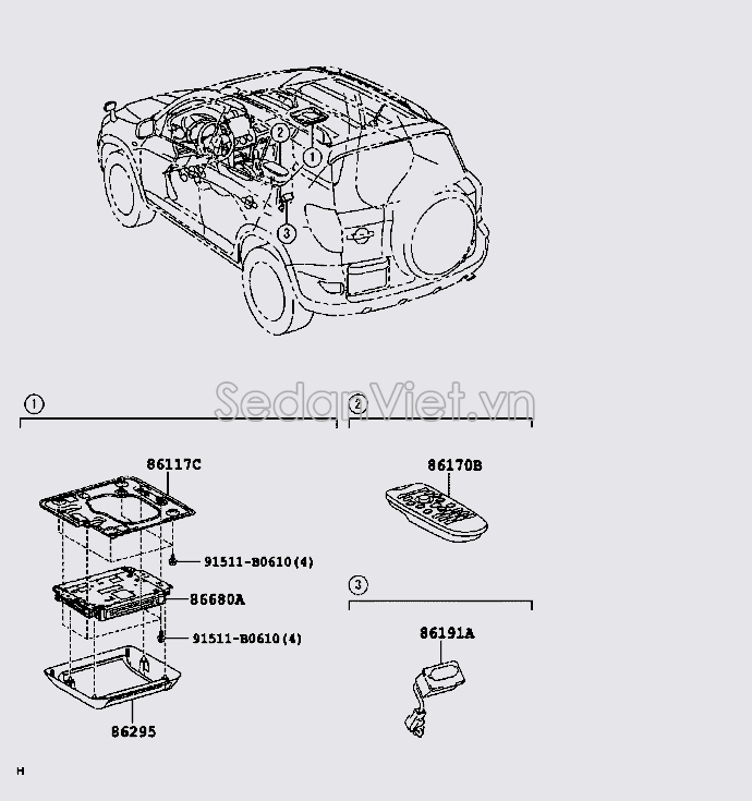 Vỏ màn hình trần xe 8611742010