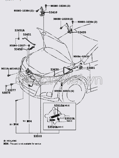 Tay mở nắp capo 53611AA010B3