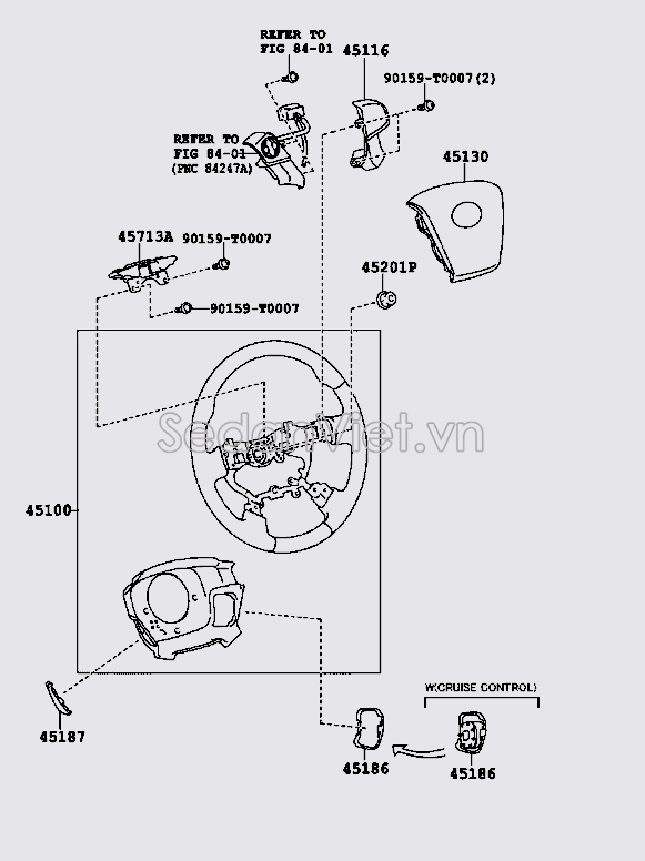 Nhựa ốp phím bấm vô lăng 4511606110