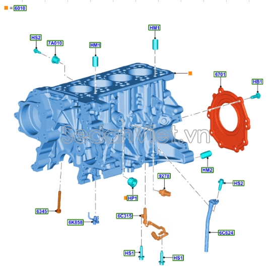 Vòi phun dầu lên piston Ford Everest 2022