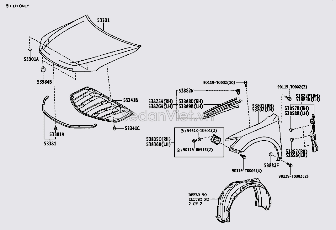 Gioăng chặn nước nắp capo 5338106140