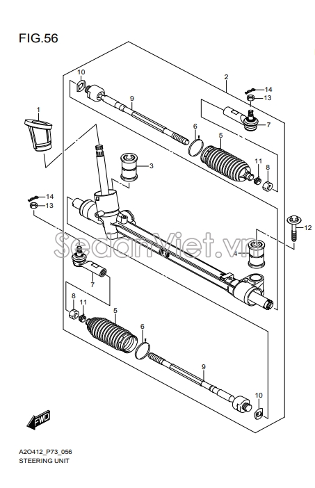 Cao su chụp bụi thước lái 4852552R10000