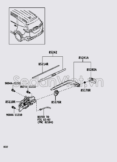 Motor gạt mưa sau 85130BZ210