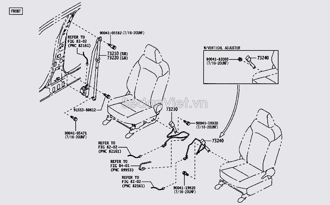 Chốt dây đai an toàn ghế trước 73230BZB61C0