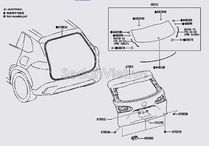 Gioăng cánh cửa hậu 678810A010