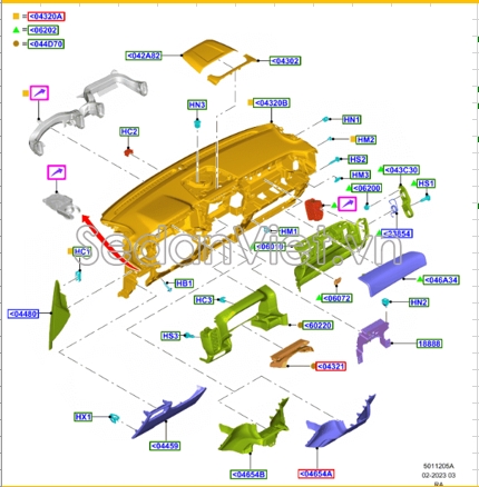 Cụm ốp đồng hồ táp lô Ford Everest 2022