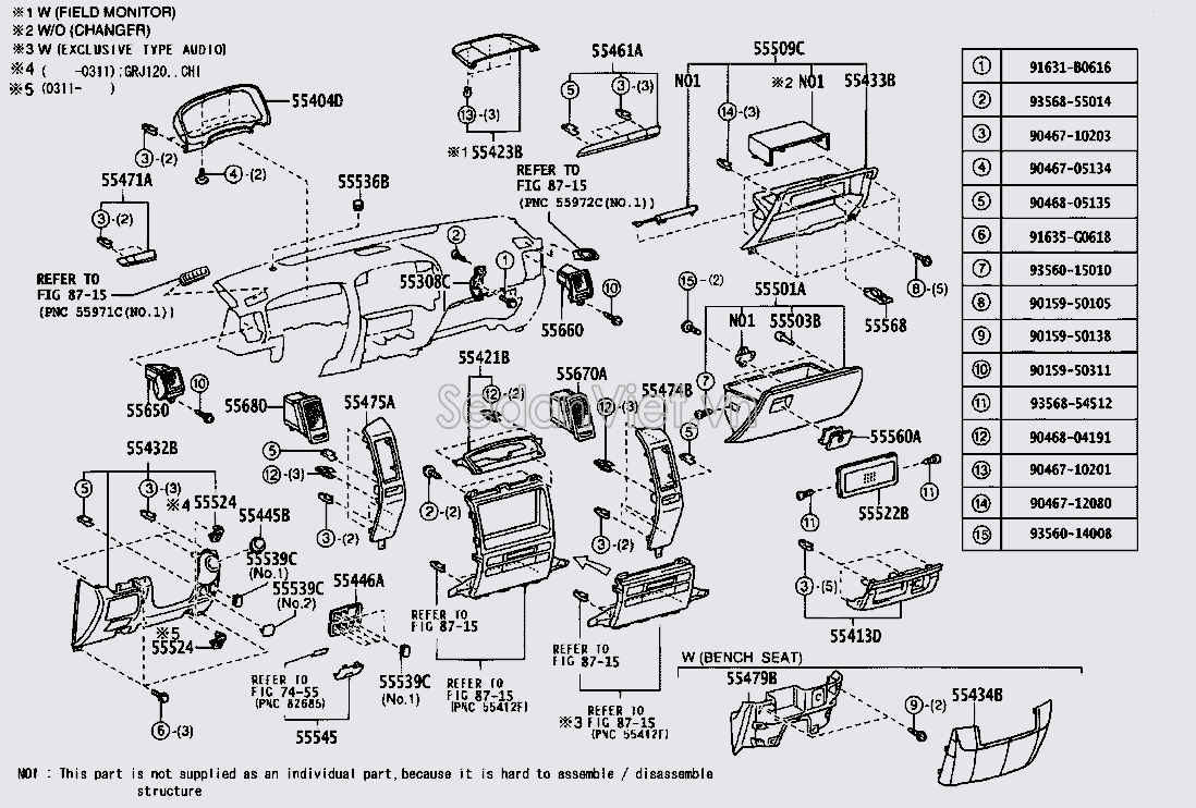 Cốp đựng đồ trong xe Toyota Land Cruiser Prado 2004-2009