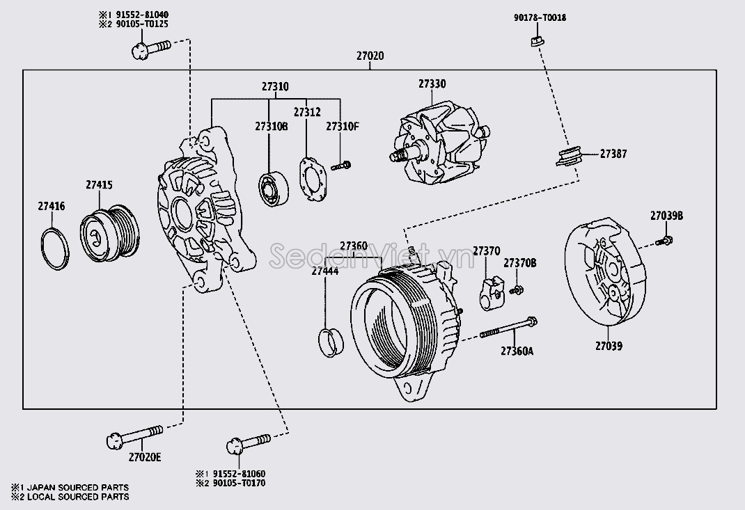 Nắp đậy đằng trước máy phát điện 273100C080