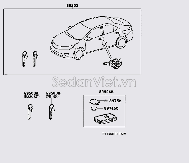 Bộ khóa điện an toàn xe 8970402B50