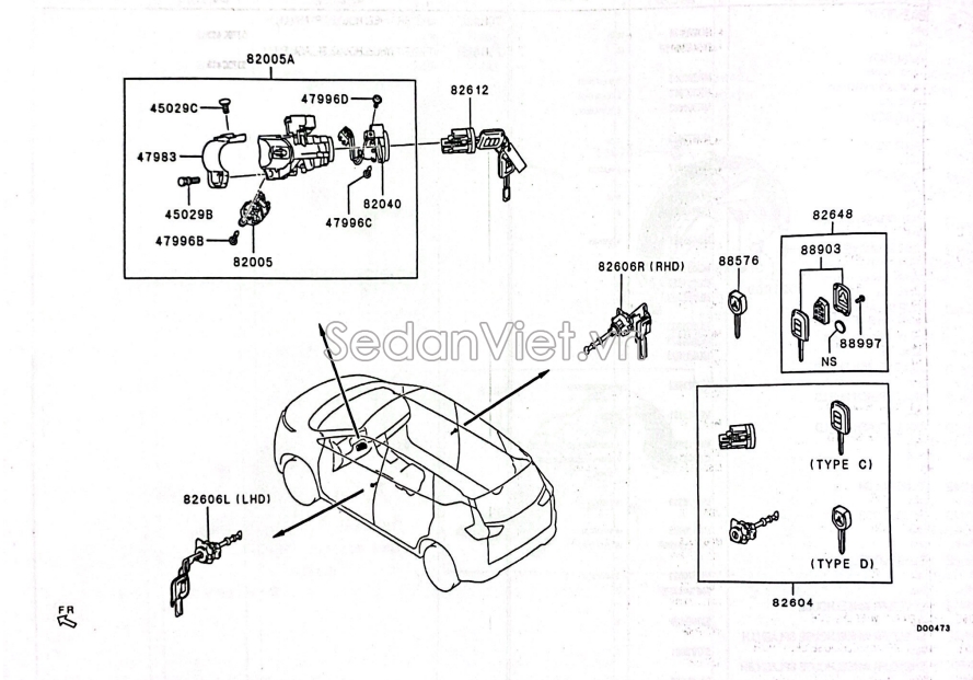 Ổ khóa vô lăng 4408A138