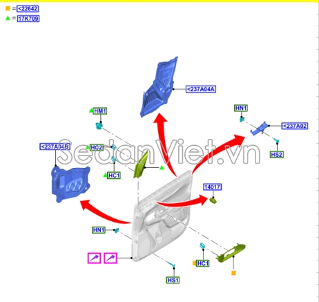 Ốp tay nắm cửa trong trước Ford Everest 2022