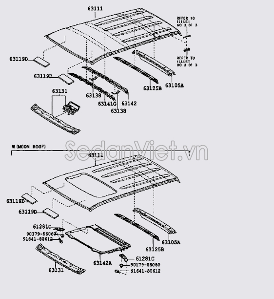 Xương đỡ tôn nóc xe Toyota Land Cruiser Prado 2004-2009