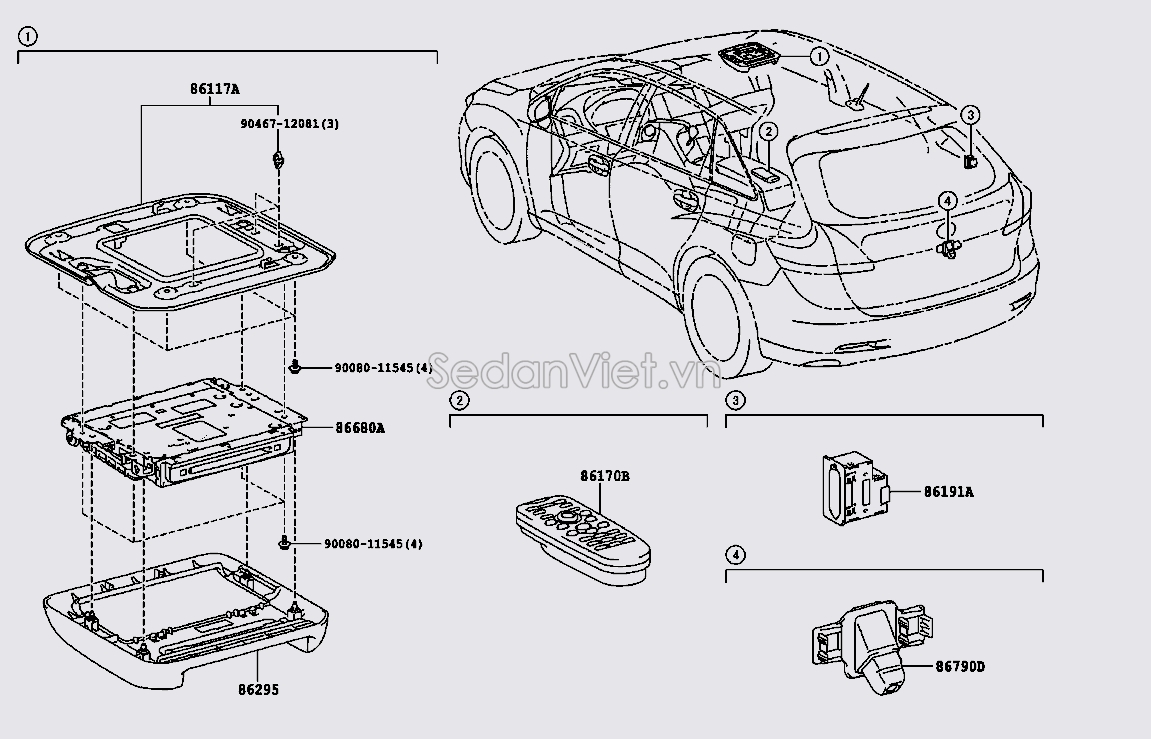 Đế màn hình trần xe 862950T010B0