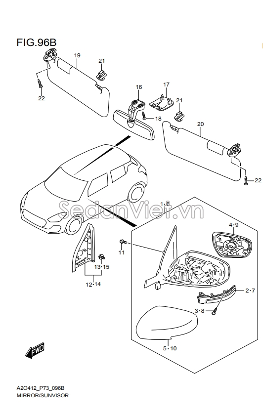 Đèn xin nhan gương 3643062R00000